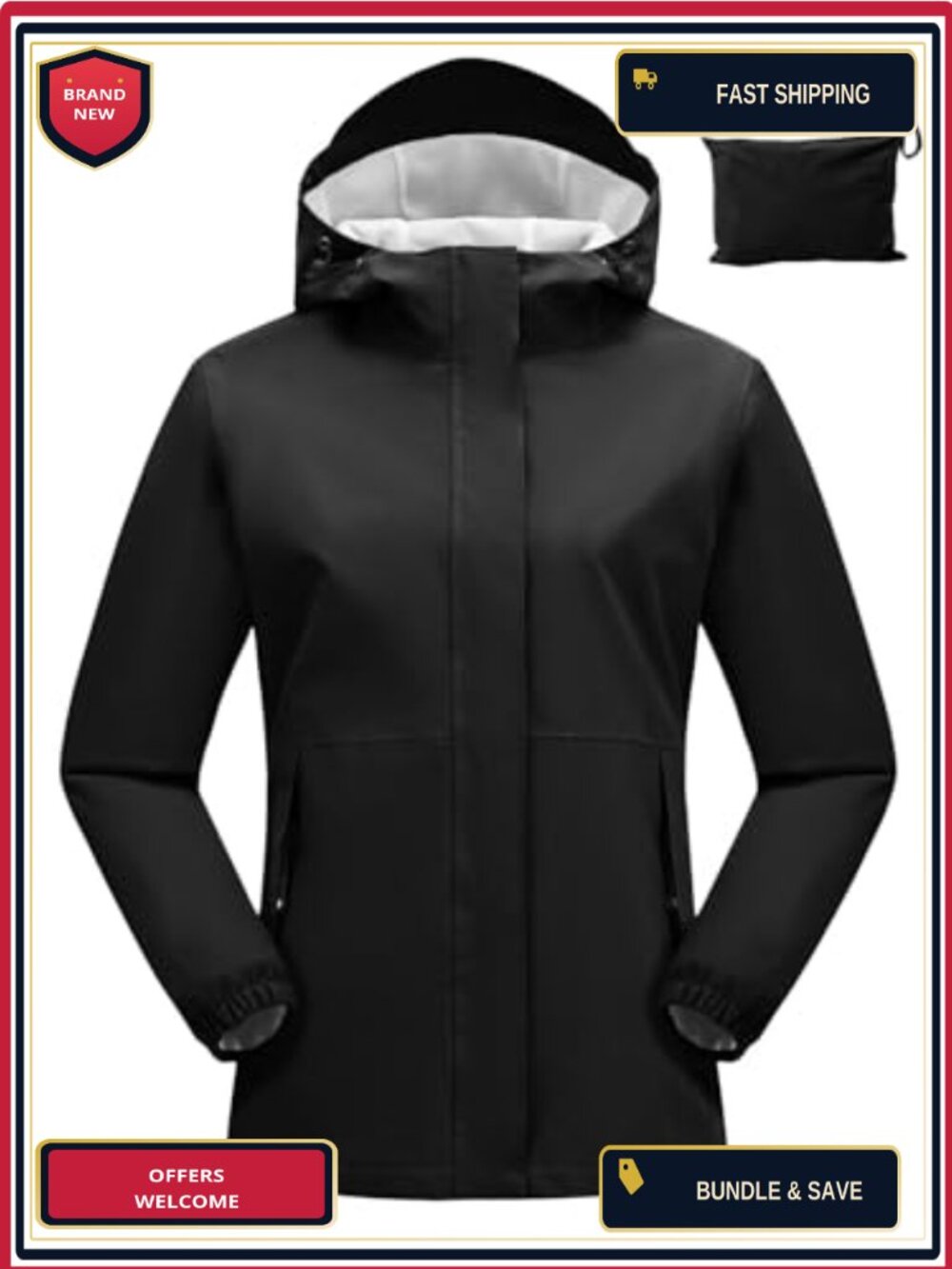 Waterproof Packable Cycling Rain Jacket with Hood